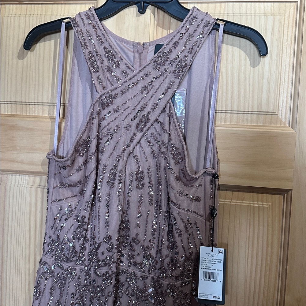 Adrianna Papell Cross Front Halter in Rose Gold NWT 8 - Picture 2 of 5